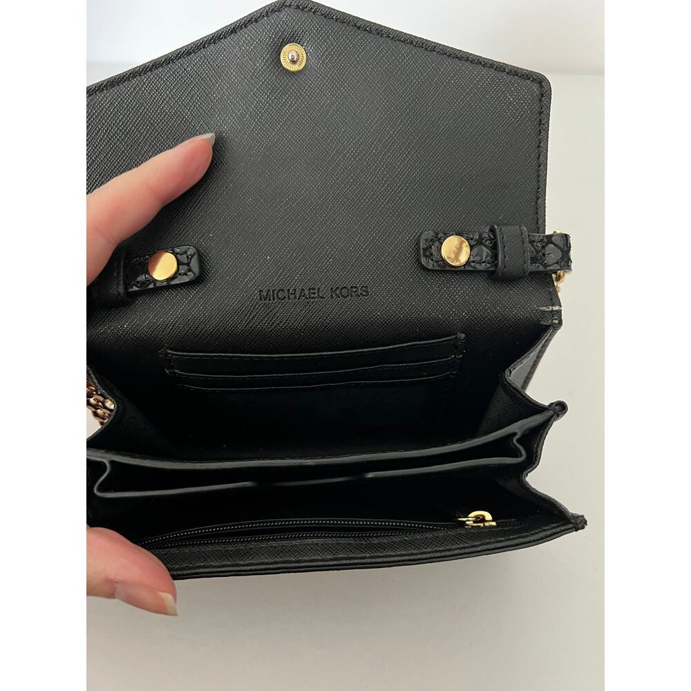 Michael Kors Women's Phone Crossbody Wallet Purse Black Genuine Leather Bag - Picture 7 of 11